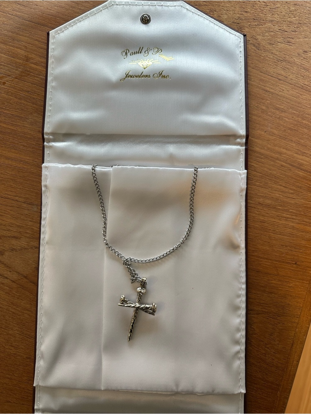 Silver-Tone Twisted Nail Cross Necklace
